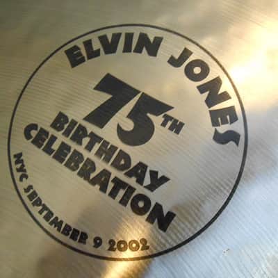 Elvin Jones’ Signed 20″ A. Zildjian Engraved 75th Birthday Cymbal, Authenticated image 4
