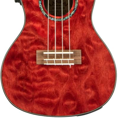 Lanikai QM-RDCEC Quilt Maple Acoustic-Electric Concert Ukulele with Soft Case (Red Stain) image 2