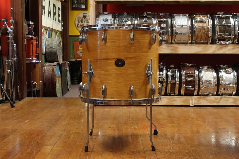 1970s Gretsch Stop Sign Badge Floor Tom in High Gloss Natural Maple 16x18 image 1