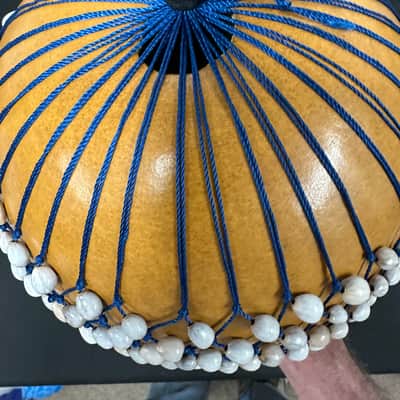 LARGE African AXATSE, Netted Gourd Rattle, Ewe-Style, Shekere, 8"x16", Handmade - NEW image 8