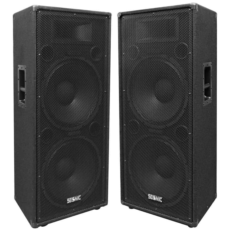 Pair of Dual 15" PA/DJ Speaker Cabinets with Titanium Horns Wheel Kit and Handle image 1