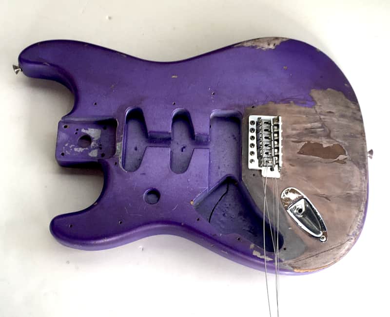 Lefty Vintage Fender “Super Heavy Relic” Hendrix Strat Solid Guitar Body Custom Purple Metallic 4.8 lb Alder image 1