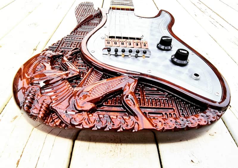 Alikat 3d CNC machined Alien Strat 2020 Tasmanian Oak, laquered image 1