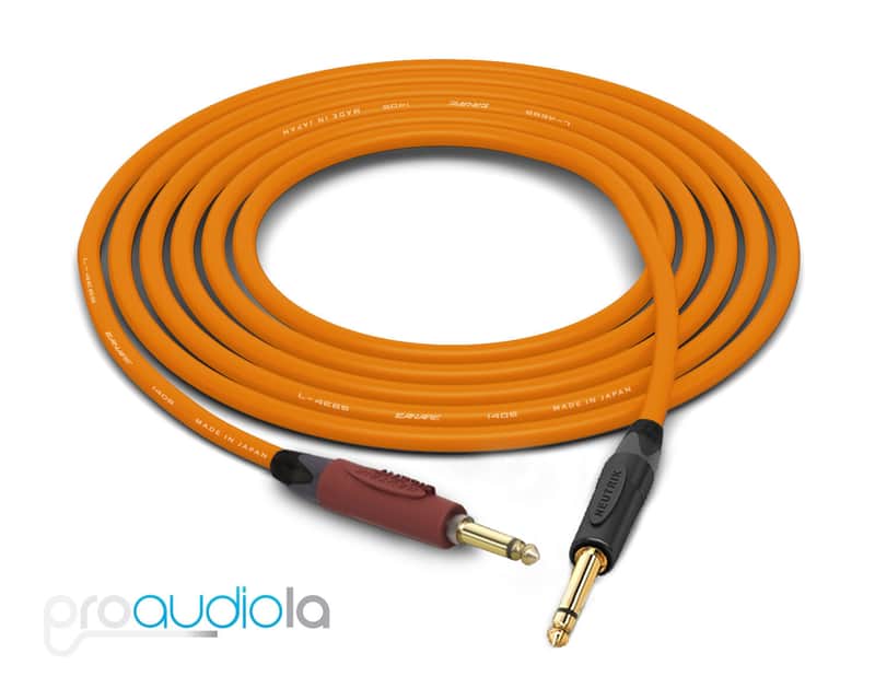 Canare Quad L-4E6S Instrument Cable | Silent Straight 1/4" TS to Straight 1/4" TS | Orange 12 Feet image 1