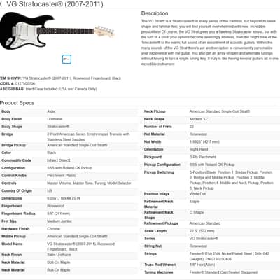 Fender American Series VG Stratocaster with Rosewood Fretboard 03/2007 - Black with hard Fender case image 9