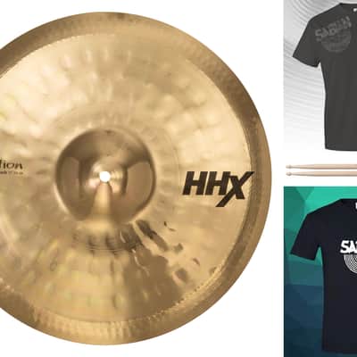Sabian HHX 17" Evolution Effeks Crash Brilliant Finish Cymbal Shirt &Sticks Bundle Authorized Dealer image 1