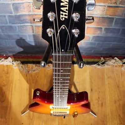 USA Hamer 1997 Studio Archtop Maple Flame Carved Top Cherry Sunburst And Hamer Hard Case image 8