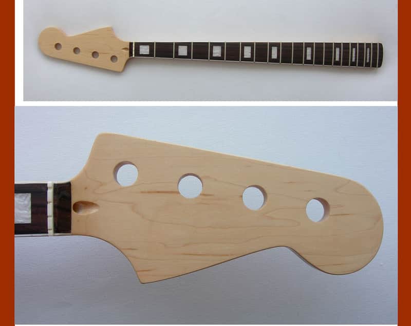 JAZZ Bass J* Guitar NECK/Nitro-MOP Block Inlay- Natural image 1