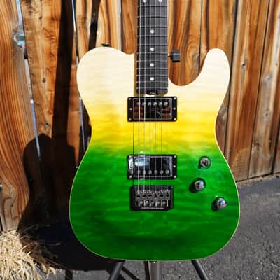 Schecter DIAMOND SERIES PT Classic - Caribbean Fade Burst 6-String Electric Guitar w/ Black Tweed  Hard Case image 6