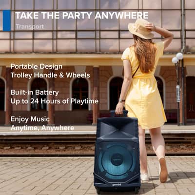 Gemini Sound GXP-T1500 All-Weather Portable Bluetooth PA Speaker System with RGB LED Party Lighting, 15" Woofer, Mic/Guitar Inputs, USB/FM Radio, Wireless Stereo Link, IPX4 Rating image 3
