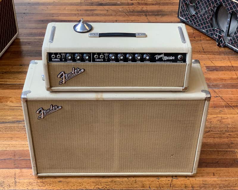 1963' USA made Fender Bandmaster transition era Blonde Tolex Head & Cabinet - AB763 circuit image 1