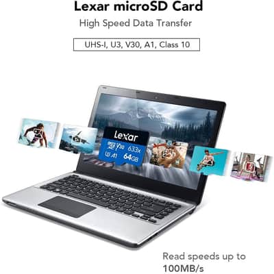 Lexar High-Performance 633x 64GB microSDXC UHS-I Card w/ SD Adapter, Up To 100MB/s Read, for Smartphones, Tablets, and Action Cameras (LSDMI64GBBNL633A) image 3