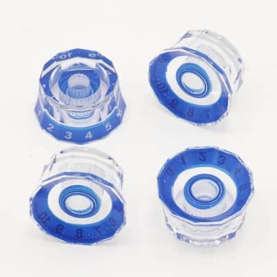 4pcs Blue Lampshade Guitar Knobs | 18 Spline Coarse Split Shaft Volume & Tone Control Knob Set for PRS, Les Paul, SG, LP-Style Electric Guitars image 2