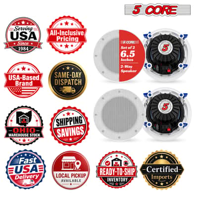 5 Core 6.5 Inch In-Ceiling In-Wall Speaker 360W 2-Way Pair Flush Mount House Home Theater Speakers image 15