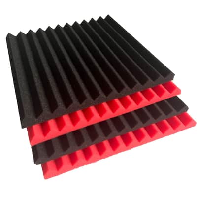 52 Pack Black Red 1" X 12" X 12" Acoustic Wedge Studio Foam Sound Absorption Wall Panels image 3
