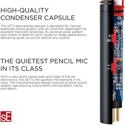 SE ELECTRONICS - sE7 Small Diaphragm Cardioid Condenser Microphone with Clip image 3