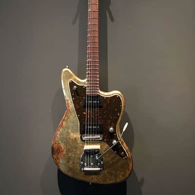 Made to Order - FRANCHIN Neptune guitar Relic Aged METALLIC LEAF (Gold/Silver/Copper) Offset Jazzmaster Style Made in Italy image 2