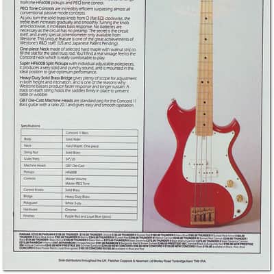Westone Concord II Bass Guitar Left Handed + Wooden Hard Case image 8