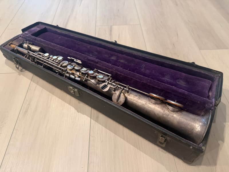 Buescher True Tone low-pitch 1928 - Silver Soprano Saxophone image 1