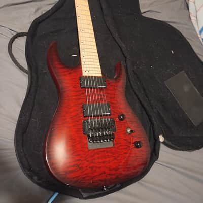 Agile Septor 7 string Floyd, Seymour Duncan Blackouts Transparent red in a thick soft case bottle protection box image 4
