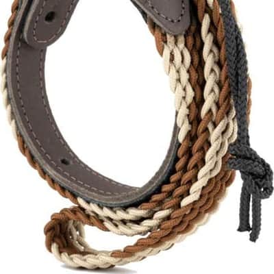 D'Addario Braided Fabric 1" Mandolin Strap, Brown/Cream image 1