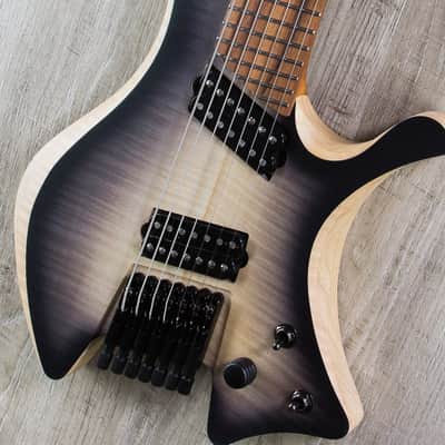 Skervesen Shoggie Singlecut 7-String Headless Guitar Fanned Fret Black Burst image 4