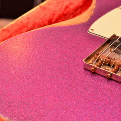 American Fender Custom Telecaster 2017 Magenta Sparkle Heavy Relic Lindy Fralins image 11