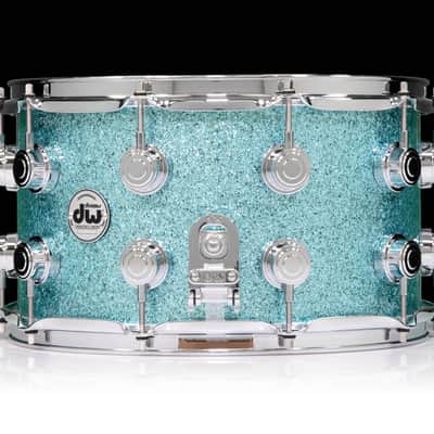 DW Collector’s Series SSC Maple 14x8 Snare Drum - Aqua Glass / Chrome image 4