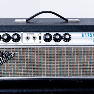 1969 Fender Bassman Drip Edge Silverface Vintage Tube Amp w/ 2x12 Cab, Fully Serviced, Black Panel AA864 image 3