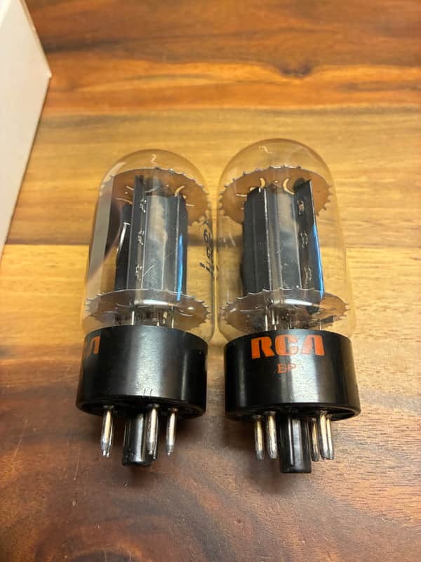 Tight current matched Pair RCA 6L6GC black plate tubes test NOS image 1