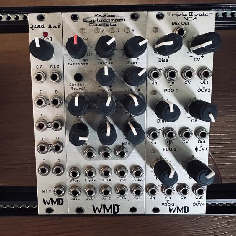 WMD PDO + TBVCA + QAAF Eurorack Phase Displacement Oscillator, quad anti aliasing filter, triple bipolar VCA image 1