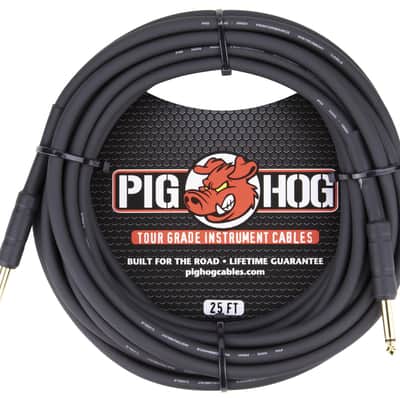 Pig Hog Black 25ft 1/4" Guitar Instrument Cable Mono Patch Cord PH25 - NEW image 2