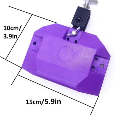 Jam Drum Block 5.9inch Percussion Cowbell Block Musical Instrument Plastic with 3 Sided Mount Medium Pitch (Purple) image 2