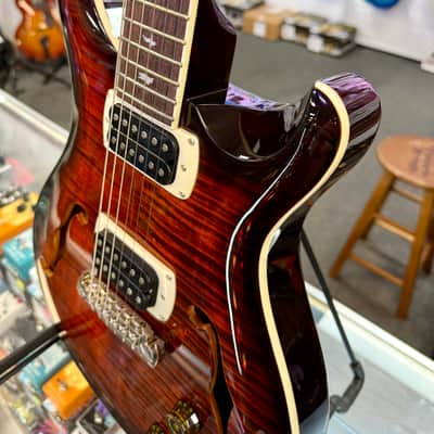 PRS SE Flat Back Hollowbody I Piezo, Orange Tiger Smokeburst with Gig Bag image 8