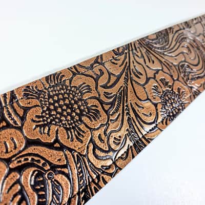 Vegan Leather Guitar Strap - Tooled Faux Leather Guitar Strap - Textured Leather Guitar Strap-Fits image 2