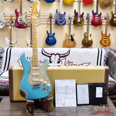 Fender Custom Shop Limited Edition 1958 Stratocaster AA Flame Maple Neck Heavy Relic Super Faded Aged Taos Turquoise 7.75 lbs image 6