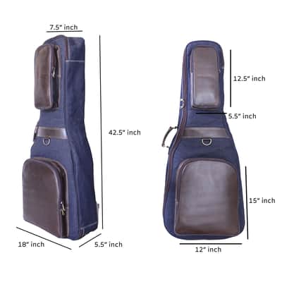 Handmade Denim and Leather Guitar Case for Acoustic Guitars Classical Guitar Gig Bag Padded BackPack image 2