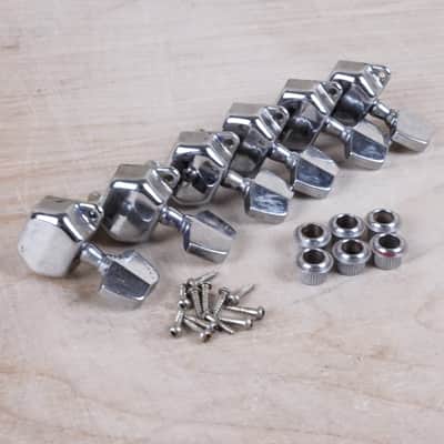 Greco Tuners from Super Sounds SE380 1979 1970s 1980s Chrome Set of 6 in Line with Bushings and Screws Vintage Japan MIJ image 1