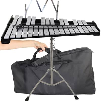30 Note Professional Glockenspiel - Metal Bell Kit Xylophone With Stand, Note Holder And Carrying Bag image 1