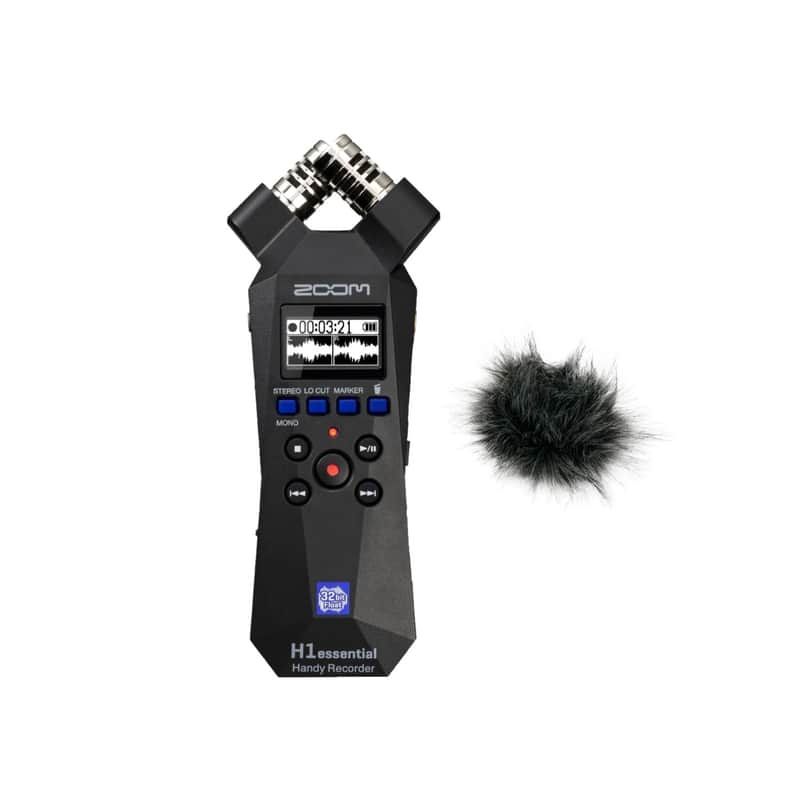 Zoom H1essential Stereo Handy Recorder and Hairy Windscreen Bundle image 1
