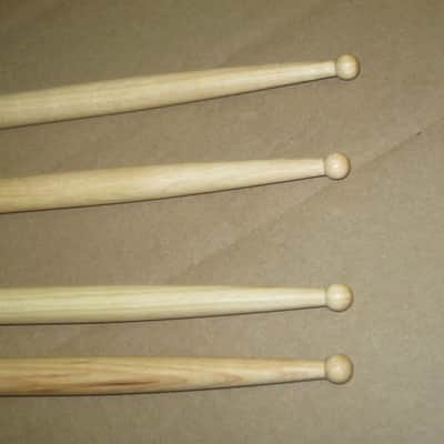 TWO new pairs (no packaging) near A+ Musician's Gear Hickory Drumsticks similar in size & head to Promark Finesse 718: small round tip, Length: 16 1/4" / 412.8mm, Diameter: .551" / 14mm, satin finish (plain, meaning NO graphics / NO paper sleeve) image 15