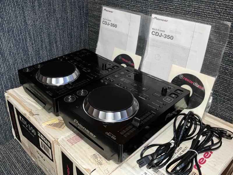 PAIR 2x VG+ Pioneer CDJ-350 COMPLETE IN OEM BOX - Late 2000s - Black image 1