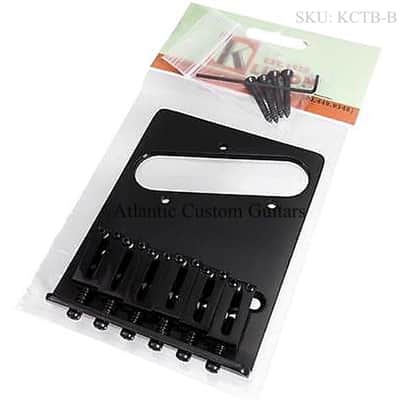 Kluson Telecaster 6 Saddle Bridge Vintage Mount with Brass Saddles - Black image 2