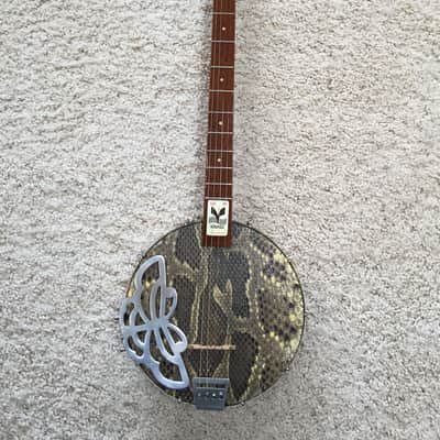 Vintage Chin Chin 4 string Banjo with Snake Skin Head image 1