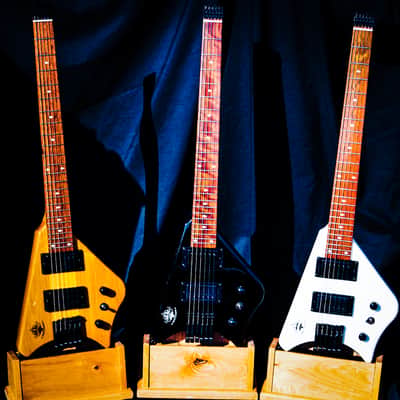 BootLegger Guitar Spade Black Headless With Stiletto Case & Flask image 4