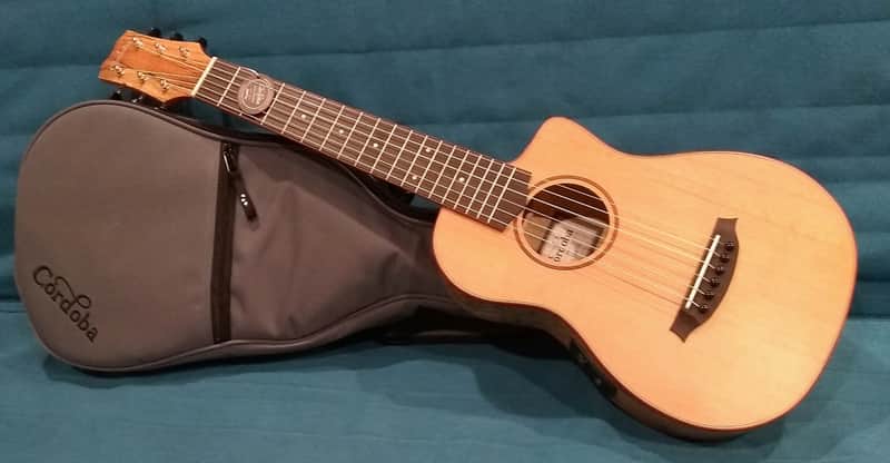 Cordoba Mini SM-CE Nylon Acoustic-Electric -- solid Cedar/Spalted Maple -- w/ Cordoba bag image 1
