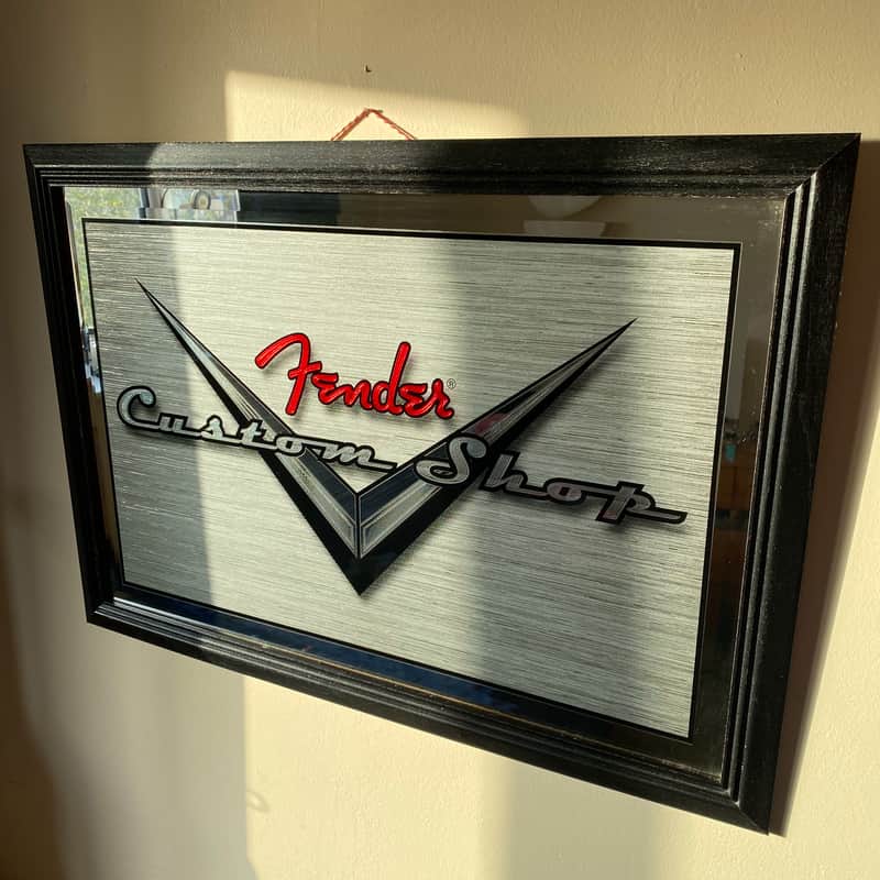 Fender Custom Shop Mirror 26"x18" for your guitar cave, studio, Strat / Tele display or music room image 1