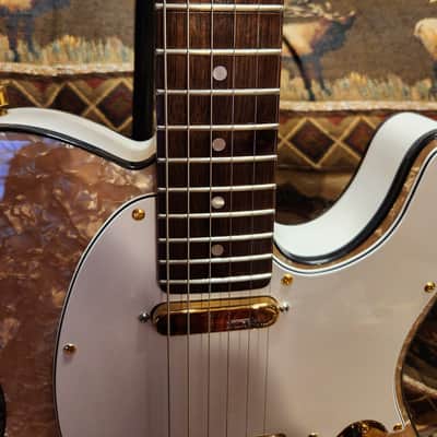 Handcrafted Tele Champagne Motto Premium Parts with Hardshell Case image 6