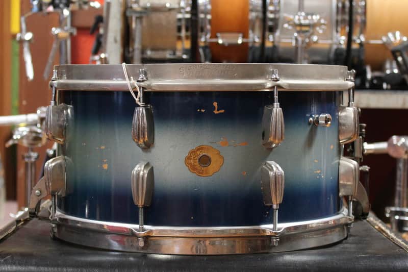 1940s Slingerland 6.5x14 Radioking Snare Drum in Blue and Silver Duco image 1
