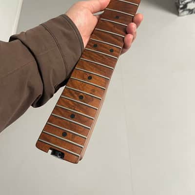 1 Round End stainless steel 22frets Roasted flame Maple Electric guitar neck Spoke Wheel Truss Rod 25.5inch hole 10mm  Satin image 7